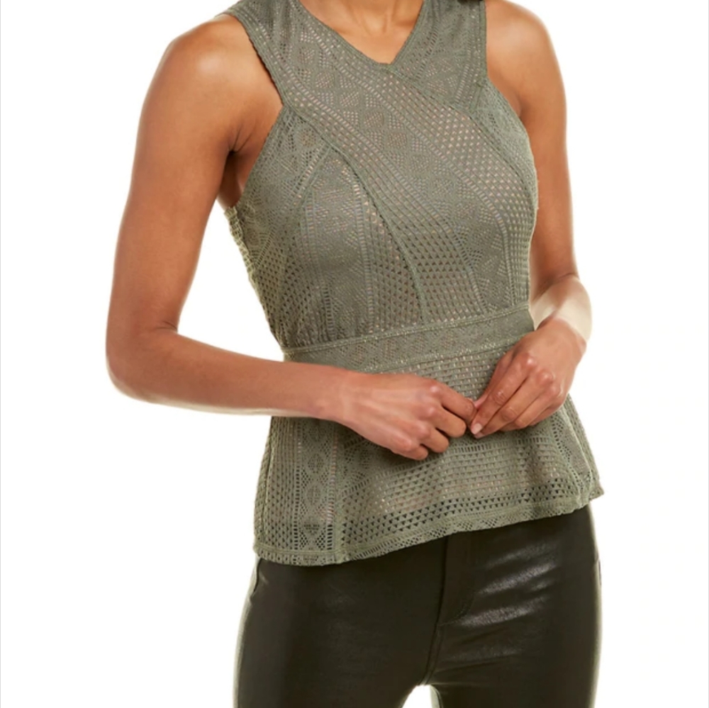 BCBGMaxAzria Lace Peplum Top